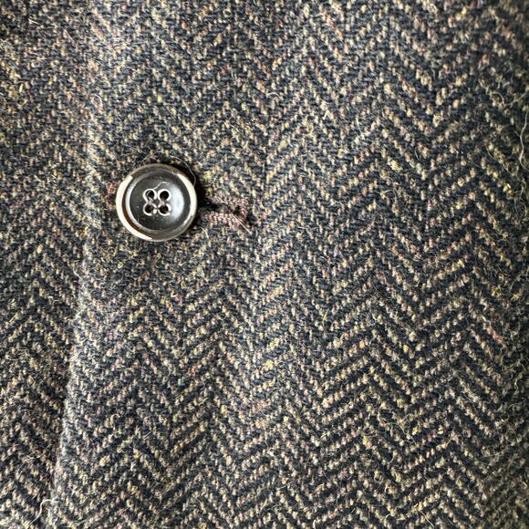 Emerald Isle Weaving Mens Wool Tweed Herringbone Waistcoat Vest Sz 48 Brown - Picture 2 of 6